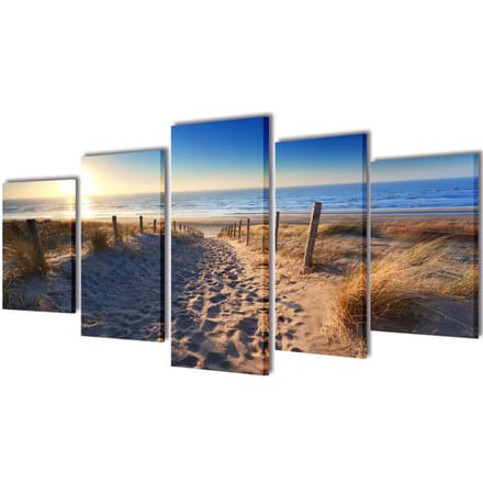 vidaXL - Canvas - muurdruk - set - zandstrand - 100 - x - 50 - cm
