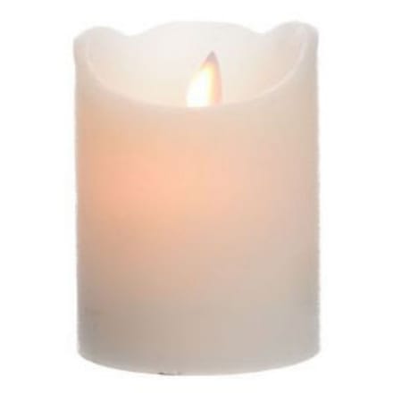 Lumineo LED kaars/stompkaars - Creme wit - D7,5 x H10 cm - flikkerend - warm wit - kaarsen