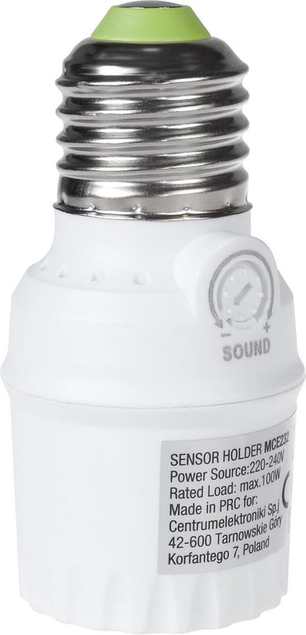 Lamphouder met geluidssensor fitting E27 met max. 100 W Maclean Energy MCE232 30dB - 90dB bereik
