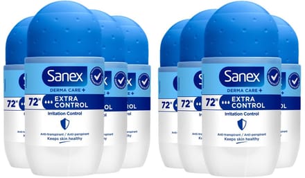 Sanex Deo Roller Dermo Extra Control - 8 x 50 ml - Anti Irritatie - 72H Formule - Anti Perspirant