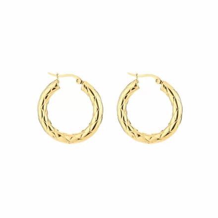 Bijoutheek Oorringen Engraved 5mm Dik Gold