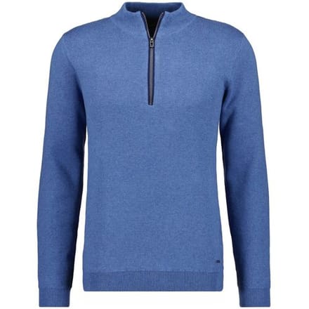 Ragman Trui Zip Collar Cotton Cashmere Fine Texture Duivenblauw / male