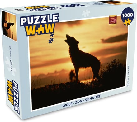 Puzzel Wolf - Zon - Silhouet - Legpuzzel - Puzzel 1000 stukjes volwassenen