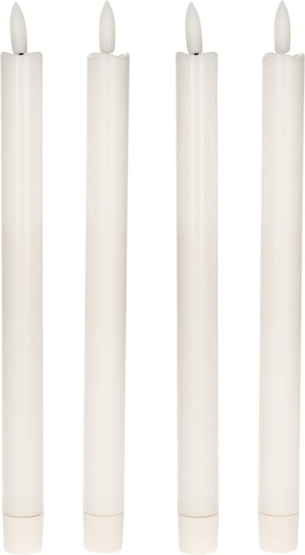 Anna's CollectionLed dinerkaarsen - 4x - wit -24 cm - 3D lont - warm wit licht
