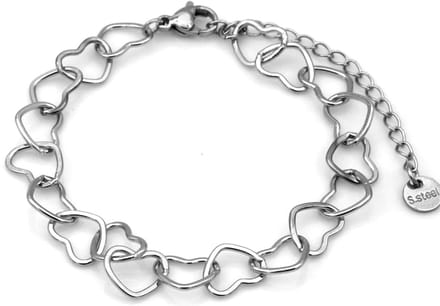 Armband - RVS - hartjes - 16-21 cm