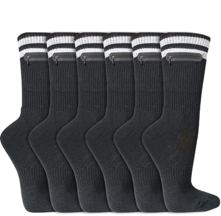 Zwarte sokken | Geheim vakje | Coolmax | Maat: 36-41/ 41-46 | Aantal: 6 paar