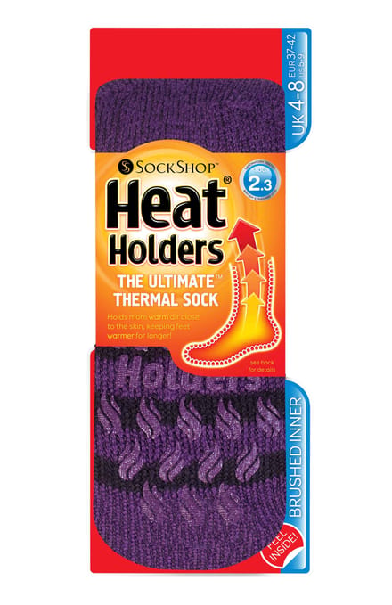 Heat Holders - Thermische pantoffelsokken voor dames - Paarse Streep