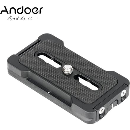 PU-70L Snelkoppelingsplaat QR-plaat 1/4 inch bevestigingsschroef Compatibel met Arca 70mm zwart