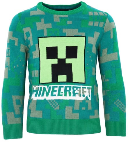 Minecraft Green gebreide kindertrui 8 jaar