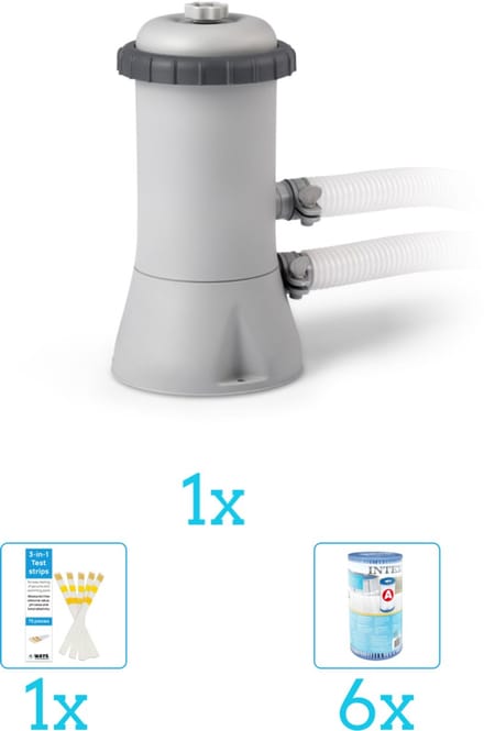 Intex 28604GS Filterpomp - 2.271 liter per uur inclusief Filter (6 stuks) en Testrips