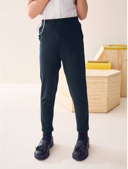 Next - Meisjes - Schoolbroek met hoog aandeel katoen en stretchy, elastische tailleband - Blauw