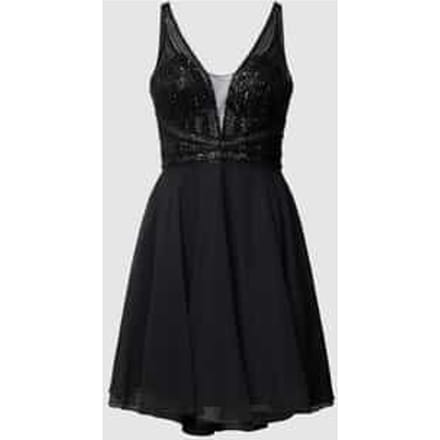 Swing korte zwarte cocktailjurk met pailletten – XL
