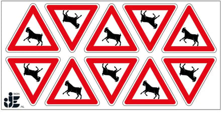 Pas op overstekende geiten sticker | 5 cm - 10 stuks per vel