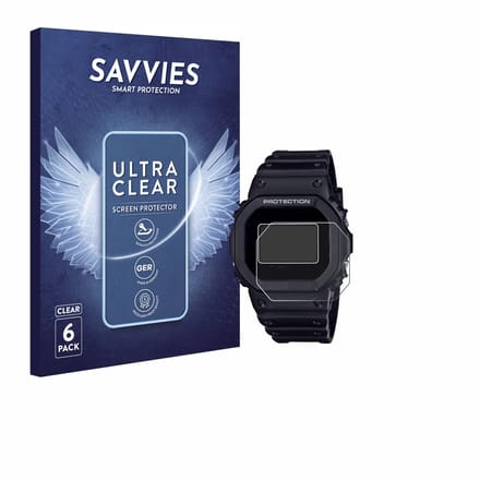 Savvies - Screenprotector voor Casio G-Shock DW-5600RL-1 - Folie Beschermfolie transparant 6 Stuks