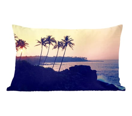 Sierkussens - Kussentjes Woonkamer - 50x30 cm - Zee - Palmboom - Avond - Landschap