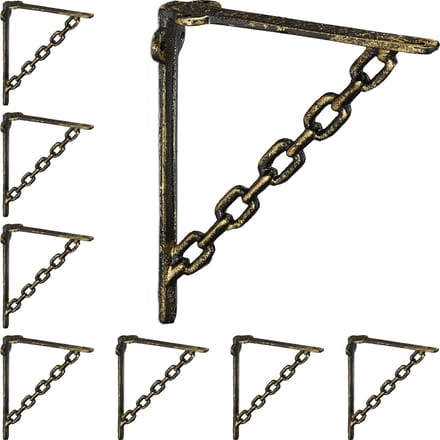 8x plankdrager antiek - schapdrager - gietijzer - vintage - planksteun ketting
