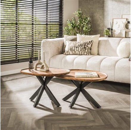 Salontafel spider set van 2 organisch acacia - naturel