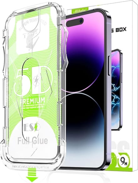 Magic Glass Box - Screenprotector Geschikt voor: iPhone 15 Plus - Screen protector Gehard Glas 9H [Automatische stofverwijdering] [2-pack]