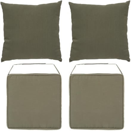 Hesperide 2x stoelkussen + 2x sierkussen - olijfgroen - polyester - uv/waterbestendig