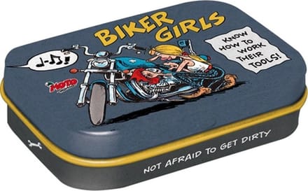 Pepermunt Blik Motomania - Biker Girls mint box 4 x 6 cm