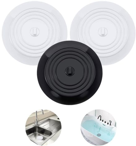 Dailygoods- Afvoerstop 3 stuks - Siliconen Badstop - Universele Stop - Afvoerplug Wastafel - Afvoerplug Douche - Diameter 15 cm