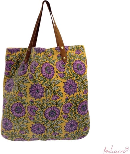 Imbarro - Tas - Shopper - Noraly- Velours - Bloemen - 50x50cm