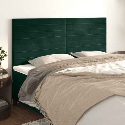vidaXL - Hoofdbord - donkergroen - 180x5x118/128 - cm - fluweel