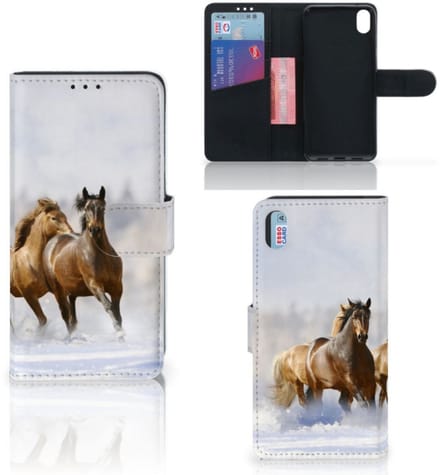 Xiaomi Redmi 7A Telefoonhoesje met Pasjes Paarden