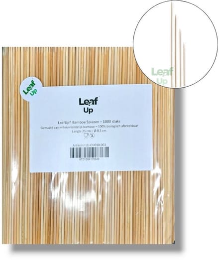 LeafUp® Sateprikkers - 1000x - Bamboe hout - 25 cm - Barbecue spiezen - Satestokjes