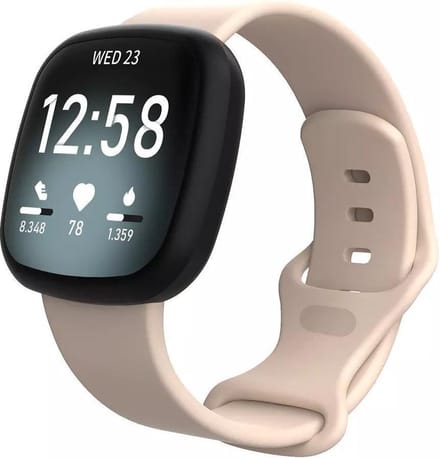 KELERINO. Siliconen bandje geschikt voor Fitbit Versa 3 / Sense - Lichtroze - Small