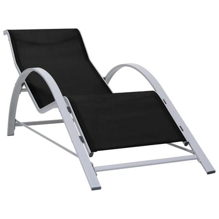 vidaXL - Ligbed - textileen - en - aluminium - zwart