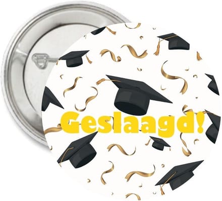Button Geslaagd Party - button - geslaagd - examen - school - badge - feest - party