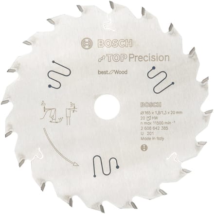 Bosch - Cirkelzaagblad Top Precision Best for Wood 165 x 20 x 1,8 mm, 20