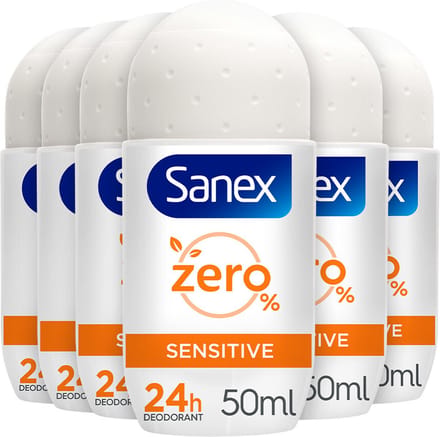 6x Sanex Deoroller Zero% Sensitive Skin 50 ml