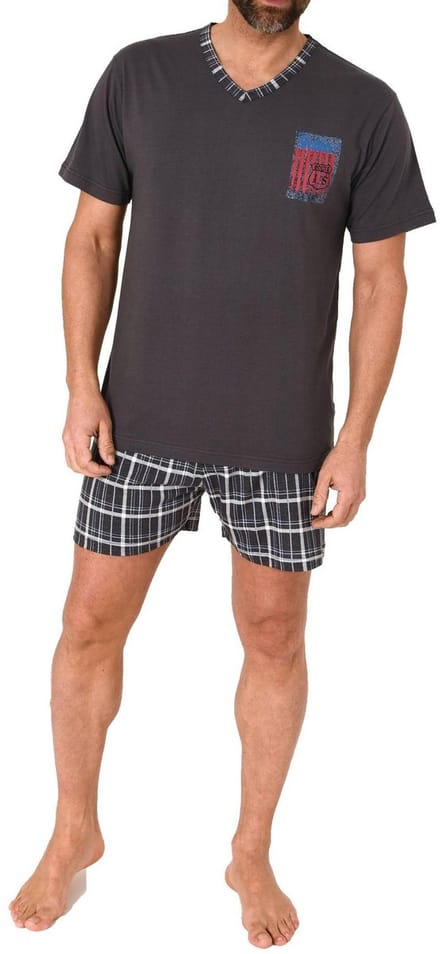 Normann herenpyjamashort met korte mouwen in geruite look - ook in grote maten