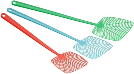 9x Gekleurde plastic vliegenmeppers 45 cm