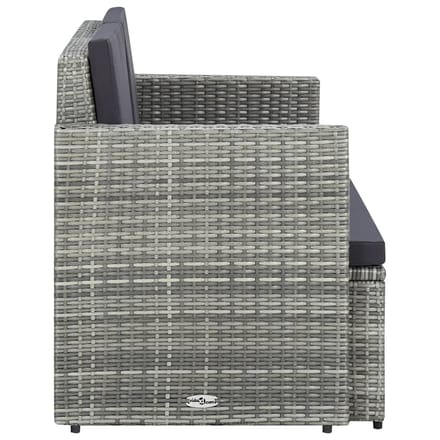 vidaXL - Tuinbank - 2-zits - met - kussens - poly - rattan - grijs