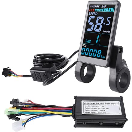 Borstelloze Motorcontroller met Kleuren LCD Paneel 36V 48V 15A Aluminiumlegering Sinusgolf 3 Modus black