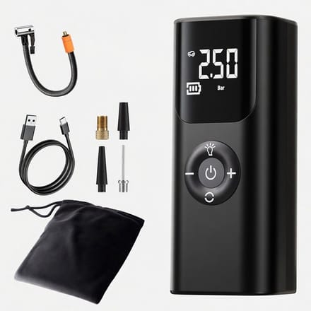 Rideon Bandenpomp Compressor - Powerbank functie - 4000 mAh - 10.34 bar