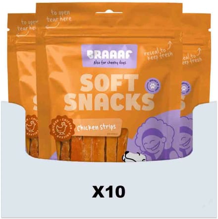Braaaf Hondensnack Reepjes Kip - 10 x 85 gr - Voordeelverpakking