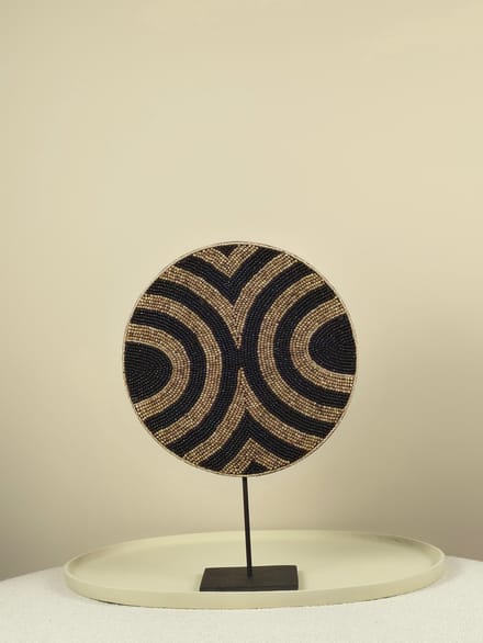 Blitzdeco - Kralen Ornament op Standaard - Max - Handgemaakt - Beige Zwart - Modern - 30CM