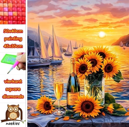 50x40cm Diamond Painting zonnebloemen (vierkant) nr 28