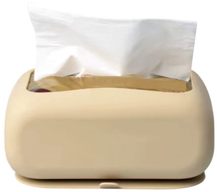 Siliconen Tissuebox Houder met Zuignap – Beige – Hecht op Glas en Glad Plastic