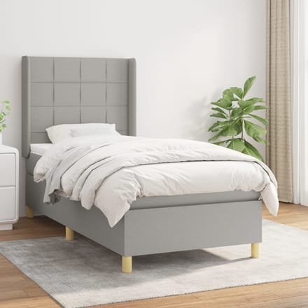 vidaXL - Boxspring - met - matras - stof - lichtgrijs - 100x200 - cm
