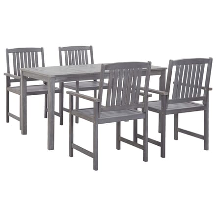 vidaXL - 5-delige - Tuinset - massief - acaciahout - grijs
