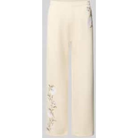 straight fit sweatpants met bloemig borduursel