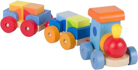 Goki - Rubber Wooden Block Train Mumbai 7 pieces.