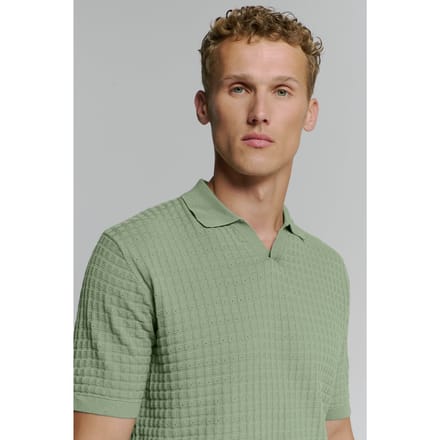 No Excess Pullover Short Sleeve Polo V Solid Jacquard Green  2XL