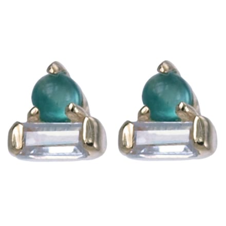 Vergulde zilveren oorsteker groene onyx(8824grg)