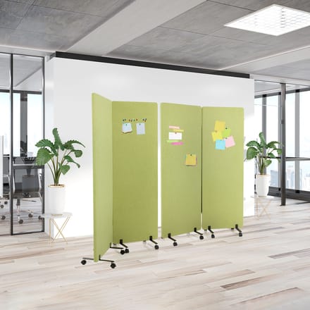 Mobiel akoestisch scheidingswand systeem FLEXMIUT Set van 2 mm groen hjh OFFICE